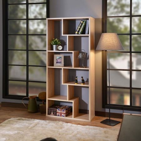 Libreria alta 180 cm con impiallacciatura di carta in legno compensato - Libreria alta 180 cm con impiallacciatura di carta in legno compensato